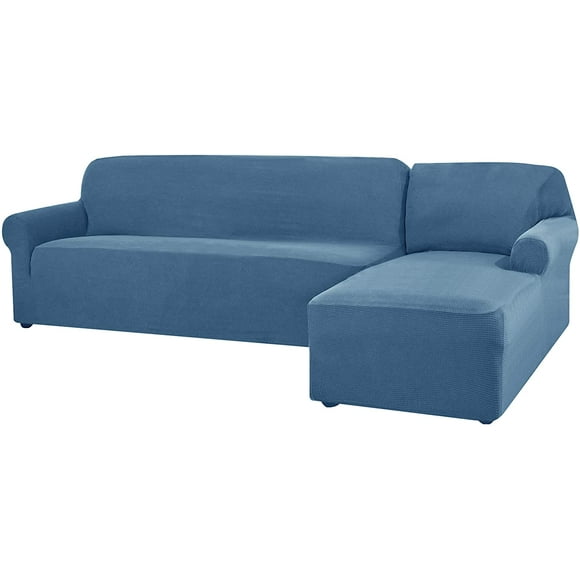 Chun Yi Denim Blue Sectional Sofa Cover Right Chaise 3 Seats