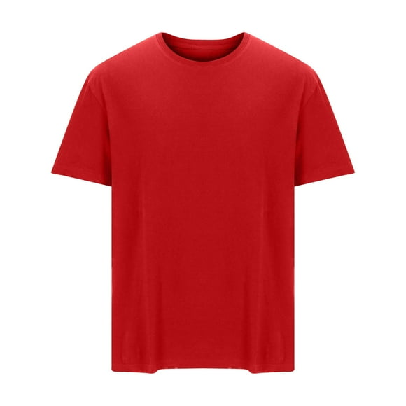 SROBPTY Mens Summer Top, Short Sleeve Shirts for Men, Men's Summer Casual Loose Short Sleeve Round Neck T Shirt Red, XL
