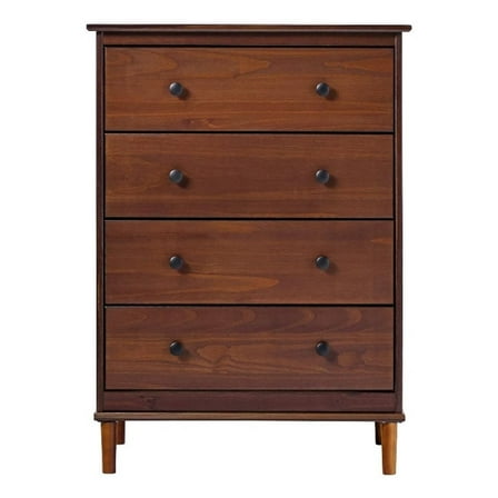 Bowery Hill Modern 40"H Solid Wood Bedroom Dresser with 4-Drawers in Walnut