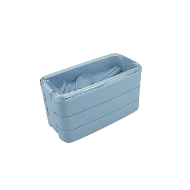 sweethay Caja Bento de 3 capas, vajilla multicolor, contenedor de alimentos, caja de almacenamiento de mantenimiento fresco, hogar, niños, escuela, Utensilios de cocina Azul sweethay HA065904-01