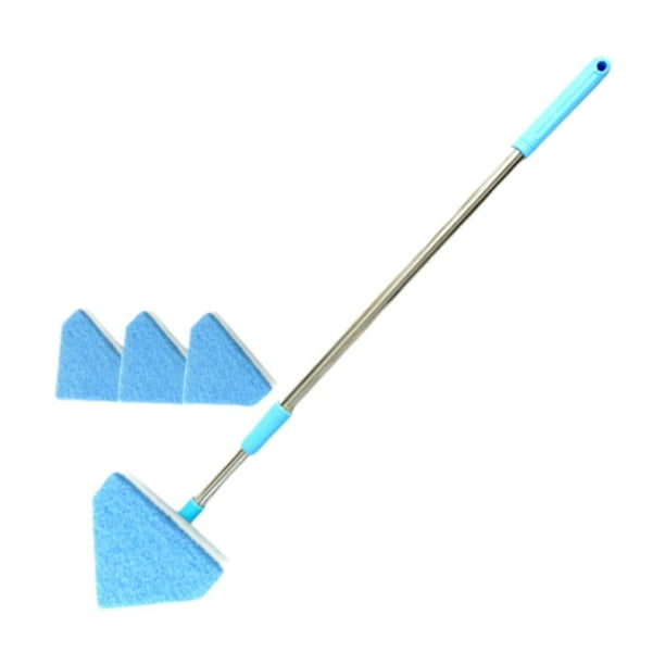 Cepillo limpiador para peceras, telescópico, mango largo, portátil y resistente, de 55 a 95 cm. Triángulo de 3 cabezas