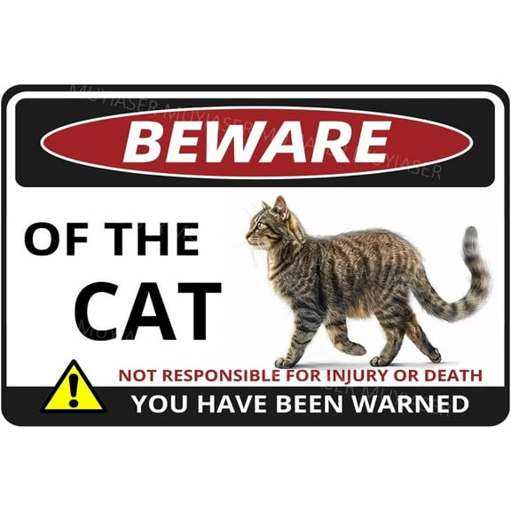 Beware Of The Cat Sign You Have Been Warned Aluminum Metal Tin Signs Door Sign Warning Sign For Zoo Fence Gate Yard Home Wall Decor 8x12 Inch