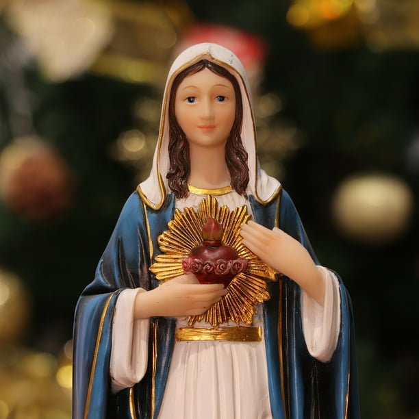 Zayton Virgin Mary Statue Sacred Heart Figure Resin Sculpture