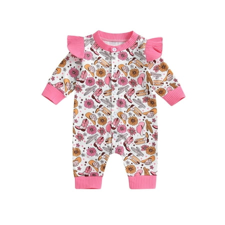 

Xingqing Girl Fall Christmas Romper Print Long Sleeve Button Down Jumpsuit