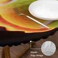 thumbnail image 3 of Tennis Round Tablecloth, Fitted Table Cover with Elastic for 55"-60" Round Tables, Modern Sport Glowing Ball Black Background Table Cloth Outdoor Indoor Dinning Party Waterproof Tablecloths, 3 of 7
