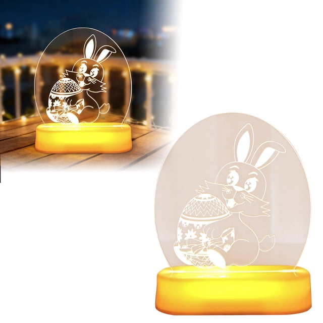 Decoration Rabbit Bedside Light Easter Bunny Lamp Cartoon Night Light Easter Party For Bedroom Children's Bedside Study