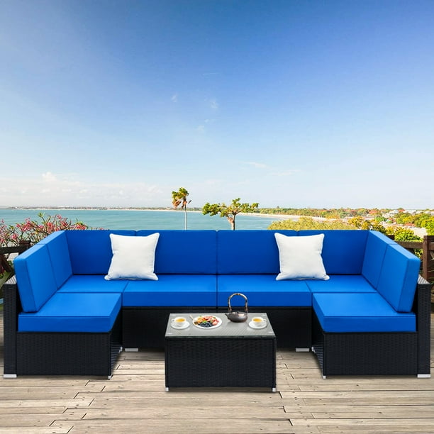 Clearance Patio Outdoor Furniture Sets 7 Pieces All Weather Rattan Sectional Sofa With Tea Table Cushions Pillow Pe Wicker Couch Conversation Set For Garden Backyard Poolside B221 Com Clearance Patio Outdoor Furniture Sets, Uduka Outdoor Sectional Patio Furniture
