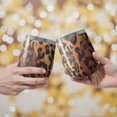 thumbnail image 2 of 12oz Stemless Wine Tumblers Orange and Brown Leopard Pattern Vacuum Insulated Stainless Steel Travel Tumbler Cups Mug with Lid and Straw for Champaign,Cocktail,Beer with Cleaning Brush, 2 of 5