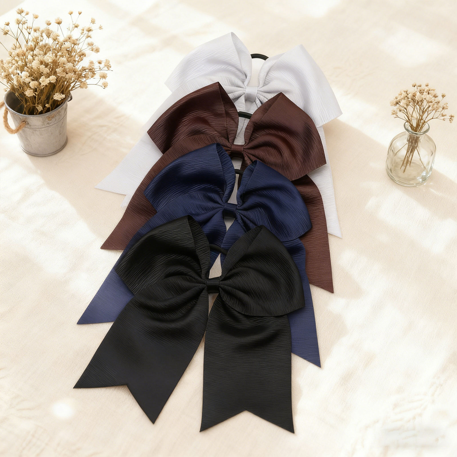 12 Pcs 8inch Large Satin Hair Bows for Toddlers & Girls 3-12 Years, Grosgrain Ribbon Hair Clips for School Parties