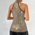 thumbnail image 5 of Laqbezok Chic Halter Criss Cross Sequin Tank Top, Women's Sparkly Sleeveless Party Camisole, Shiny Night Out Outfit, 5 of 7