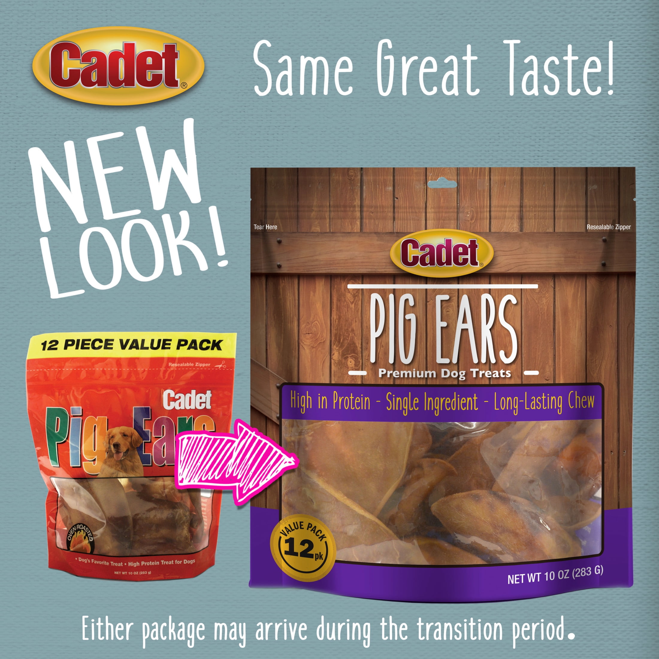 Cadet Pig Ears Dog Treats, Natural Dog Chews, 10 Ounce, 12 Count