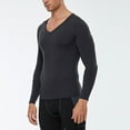 thumbnail image 4 of hotojiny Men's Thermal Shirt Fleece Lined Long Sleeve Athletic Base Layer Undershirt Stretchy Slim Fit V Neck Workout Top, 4 of 7