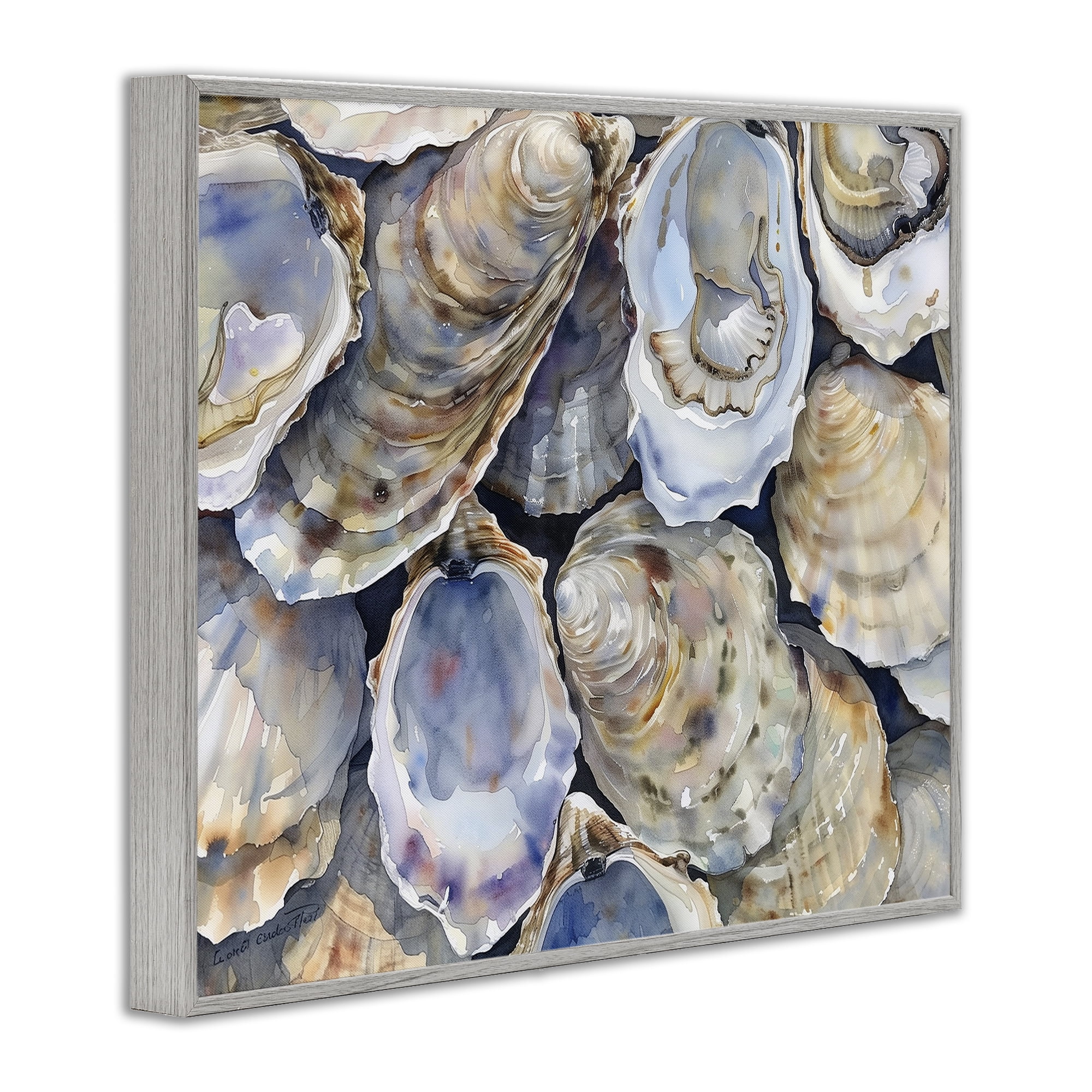 Stupell Industries Oyster Shellabration Pile Gray Framed Giclee Art, design by Heidi Kuntz