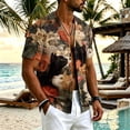 thumbnail image 2 of Uwinwear Linen Cotton Short Sleeve For Men Button Up V Neck Shirts Lightweight Printed Tops Hawaiian Summer Beach Casual Shirts Breathable Casual Wear,Orange,XL, 2 of 8