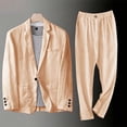 thumbnail image 5 of CHUMUD Mens Linen Suits 2 Piece Button Formal Tuxedo Jacket Suits Pants Set for Wedding Business Prom, 5 of 9