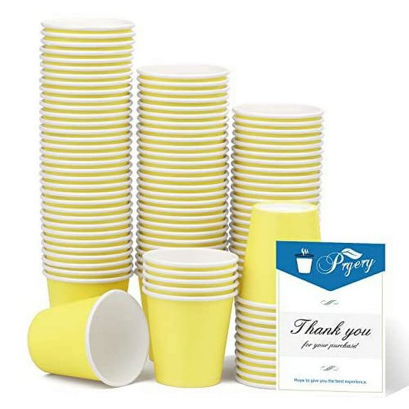 Prgery 100 Pack 3oz Yellow Paper Cups, Disposable Bathroom, Supermarket, Birthday Party, Picnic & BBQ Cups