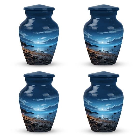 Nocturnal Whisper of the Shore Urn For Human Ashes Adult Male - Small Memorial Urn - Mini Keepsake For Human Ashes - Ash Holders For Human Ashes (Size-3inch,4Pcs)