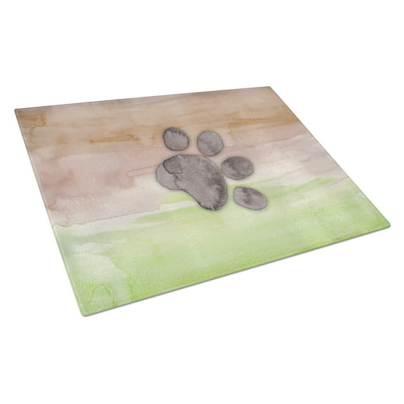 Caroline's Treasures Dog Paw Watercolor Glass Cutting Board Large