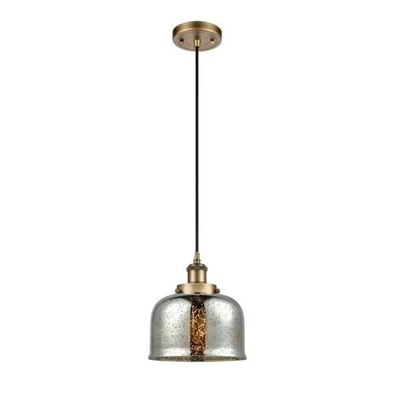 916-1P-BB-G78 Innovations Lighting Bell - 1 Light Cord Hung Mini Pendant In Industrial Style-10 Inches Tall and 8 Inches Wide-Brushed Brass