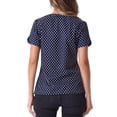 thumbnail image 3 of Blusa impresa de puntos de mujer Inspire Chic para el Día de la Madre y el Día de San Valentín, con cuello en V y mangas cortas, ideal para el trabajo, talla XS, color azul oscuro, 3 of 6