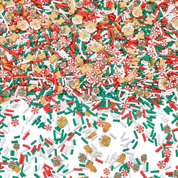 100G Christmas Sprinkles Craft Clay Slices Bulk Assorted Holiday Xmas Candy Sugar Gingerbread Biscuits Mini Decorations Sprinkle for DIY