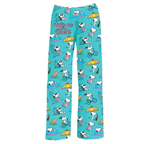 Collections Etc Unisex Snoopy Take Me To The Beach Elasticized Waist Drawstring Lounge Pants Multi-Colored Medium