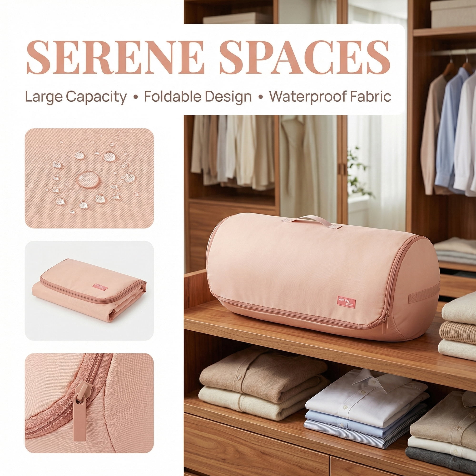 Unique Bargains Clothes Storage Expandable Cylinder Moving Bag Pink 9.4"x9.4"x19.7"