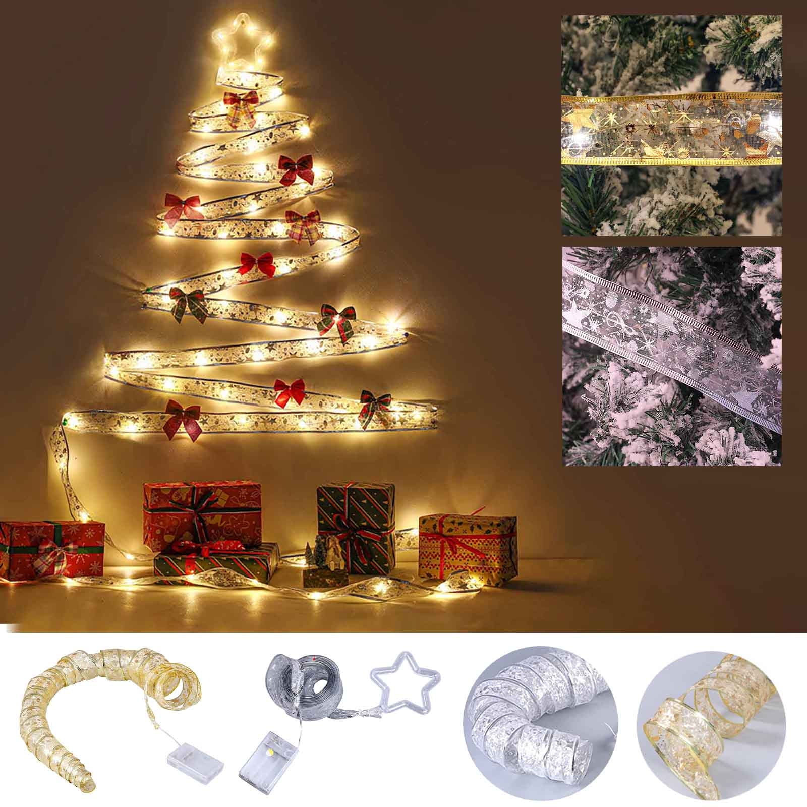 jsaierl Explosion Copper LED Lights String Ribbon Lights Bow Ribbon