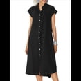 thumbnail image 1 of Vestido Camisero Midi de Relajado Negro L, 1 of 6