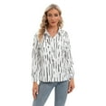 thumbnail image 3 of Women Casual Blouses Fashion Long Sleeve Striped Button Shirts Side Slit Office Lady Business Dressy Fall Blouse Tops, White S-2XL, 3 of 6