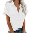 thumbnail image 3 of DJskiyers Button Down Shirts for Women Short Sleeve Blouses Summer Casual Tshirts Loose Top Blouses with Pockets, 3 of 9