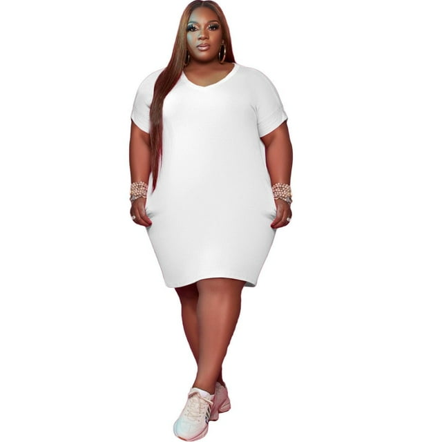 Robe T-Shirt Classique de Mode pour Femmes Grande Taille