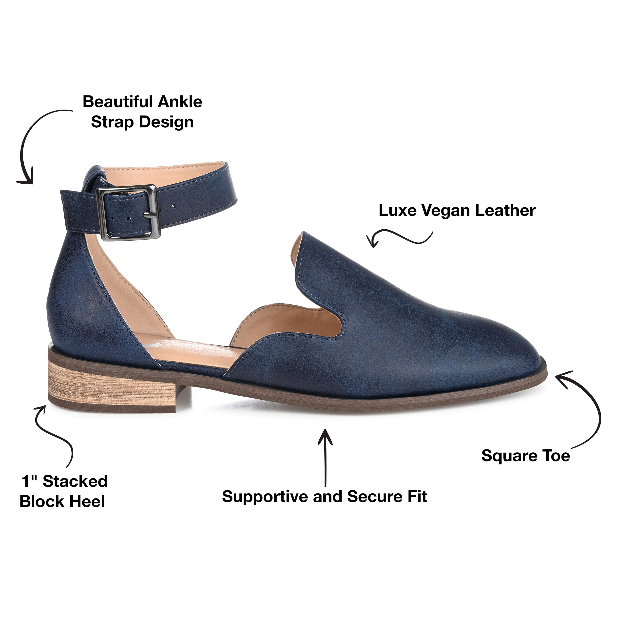 Journee Womens Loreta Buckle Square Toe Loafer Flats, Widths Available