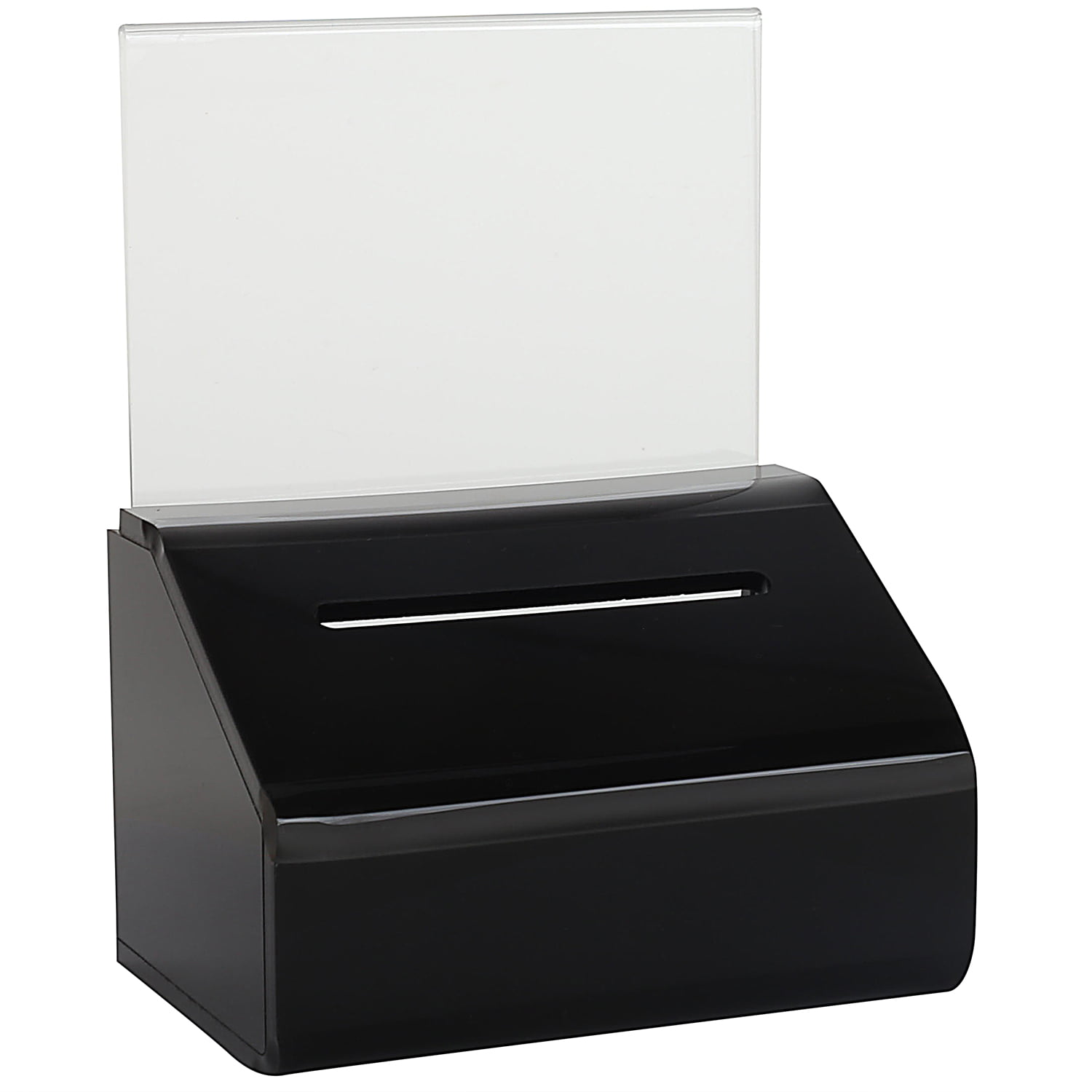 Ticket Box Black Collection Box - MCB Locked Donation Box with Back Wall Clear Display Area for Fundraising Donation Box 