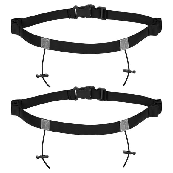 Unique Bargains Elastic Triathlon Running Belt Adjustable Race Number Race Belt Bib Holder with 6 Energy Gel Loops Black 2 Pack