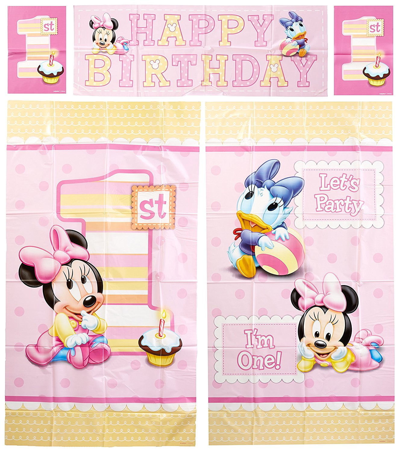 Disney Baby Minnie Mouse 1st Birthday Scene Setters Wall
