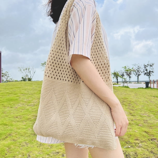 Bolsa Bolso de hombro tejido para mujer Bolsos de compras de gran capacidad (caqui) Tmvgtek Para estrenar