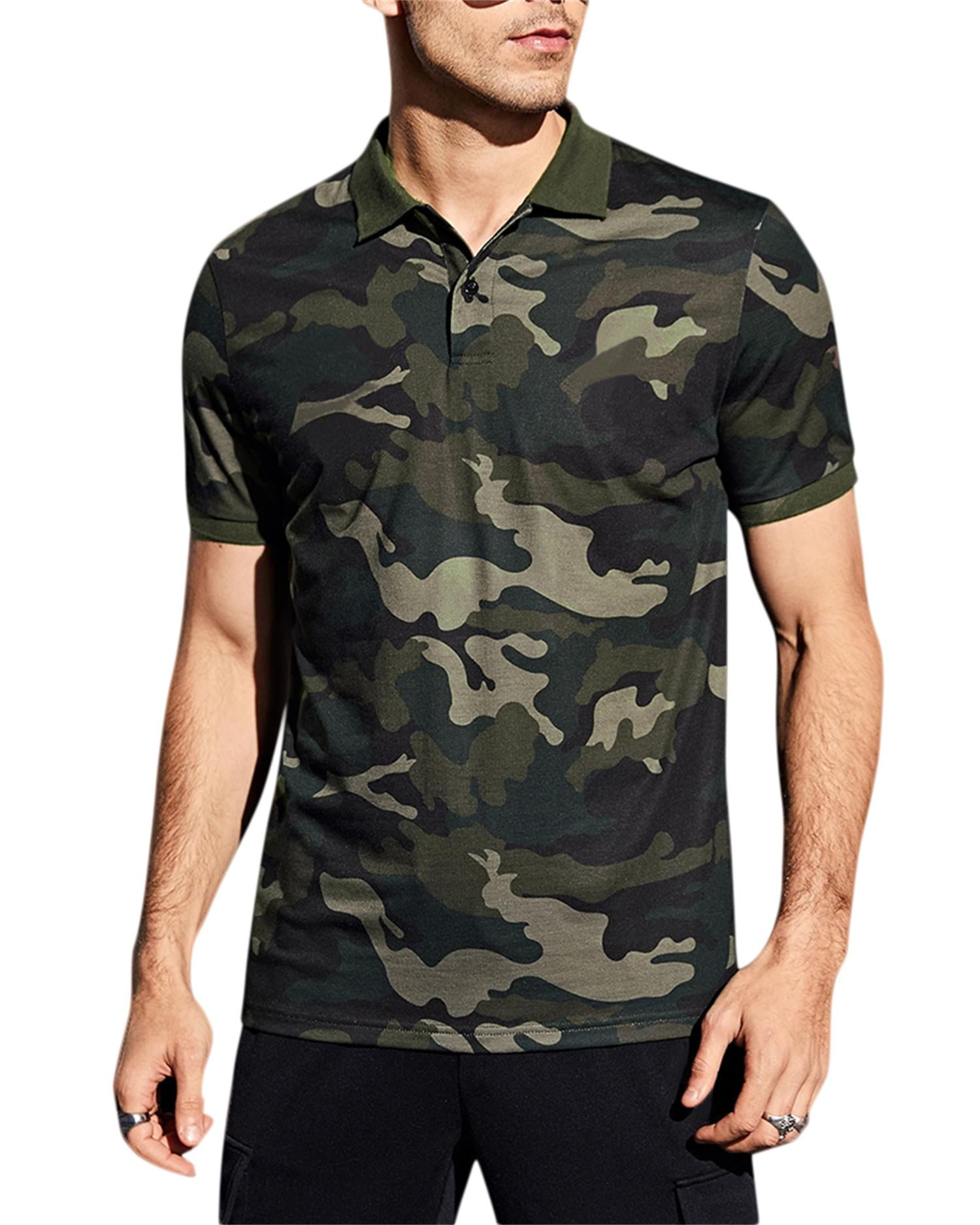 Plaatsen Paragraaf Reageren Plnotme Men's Camouflage Polo Shirts Short Sleeve Multi-Color Outdoor  Military Training Athletic Shirt M-2XL - Walmart.com