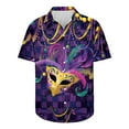 thumbnail image 5 of BLTIBY 2025 Mardi Gras Carnival Shirts for Men Printed Summer Short Sleeve Casual Button Down Shirt Fashion Casual Tops Multicolor 5XL, 5 of 5