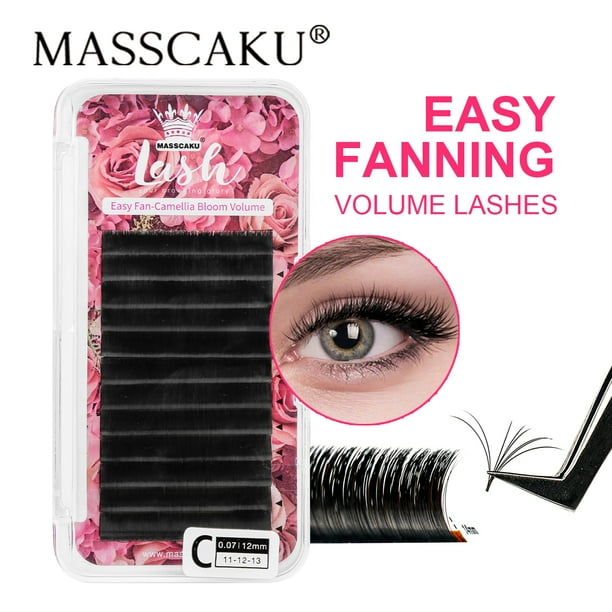Pestañas MASSCAKU Easy Fanning Bloom, volumen de floración automático, pestañas individuales de visón falso, extensión de pestañas naturales gruesas Dengxun unisex