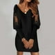 thumbnail image 2 of Vestido de encaje estampado de manga larga y cuello en V para mujer - Poliéster y spandex, tallas S-XXL - Elegante para cócteles y bodas, 2 of 4