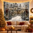 thumbnail image 3 of Snow Covered Victorian Mansion with Ornate Wrought Iron Gate, Mystical Fantasy for Home Decor Enthusiasts, Holiday Wall Art Decor, Christmas Gift Tapestry Wall Hanging for Living Room and Bedroom, 3 of 7