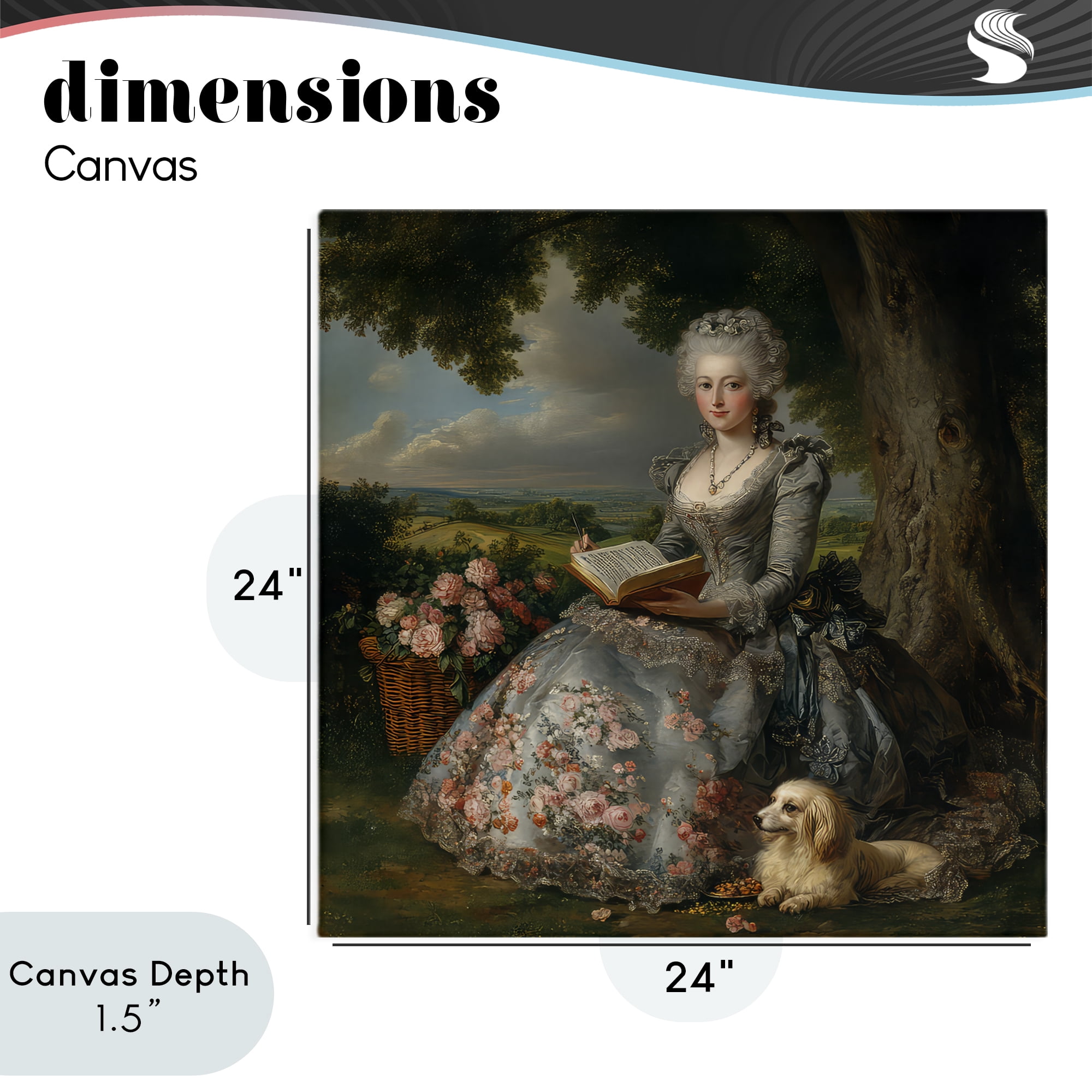 Stupell Industries Reading Rococo Lady with Dog Canvas Wall Art, design by The Wands Want