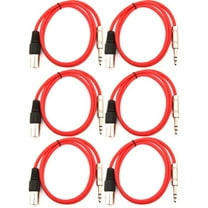 Seismic Audio SATRXL-M2, 6 Pack of Red 2' XLR Male to TRS Patch Cables