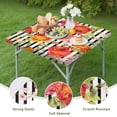 thumbnail image 4 of Square Tablecloth with Elastic Edges 34 * 34 Inch Pioneer Waterproof Black Stripe Background Red Roses Table Cover Washable Indoor and Outdoor for Party Kitchen Dinner Banquet Patio Picnic, 4 of 6