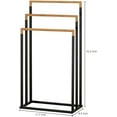thumbnail image 7 of MyGift Freestanding 3-Tier Black Metal and Bamboo Bath Towel Bar Rack, 7 of 7