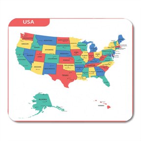 SIDONKU Southern The Detailed Map of USA Regions States and Cities Capital United America Hawaii Mousepad Mouse Pad Mouse Mat 9x10 inch
