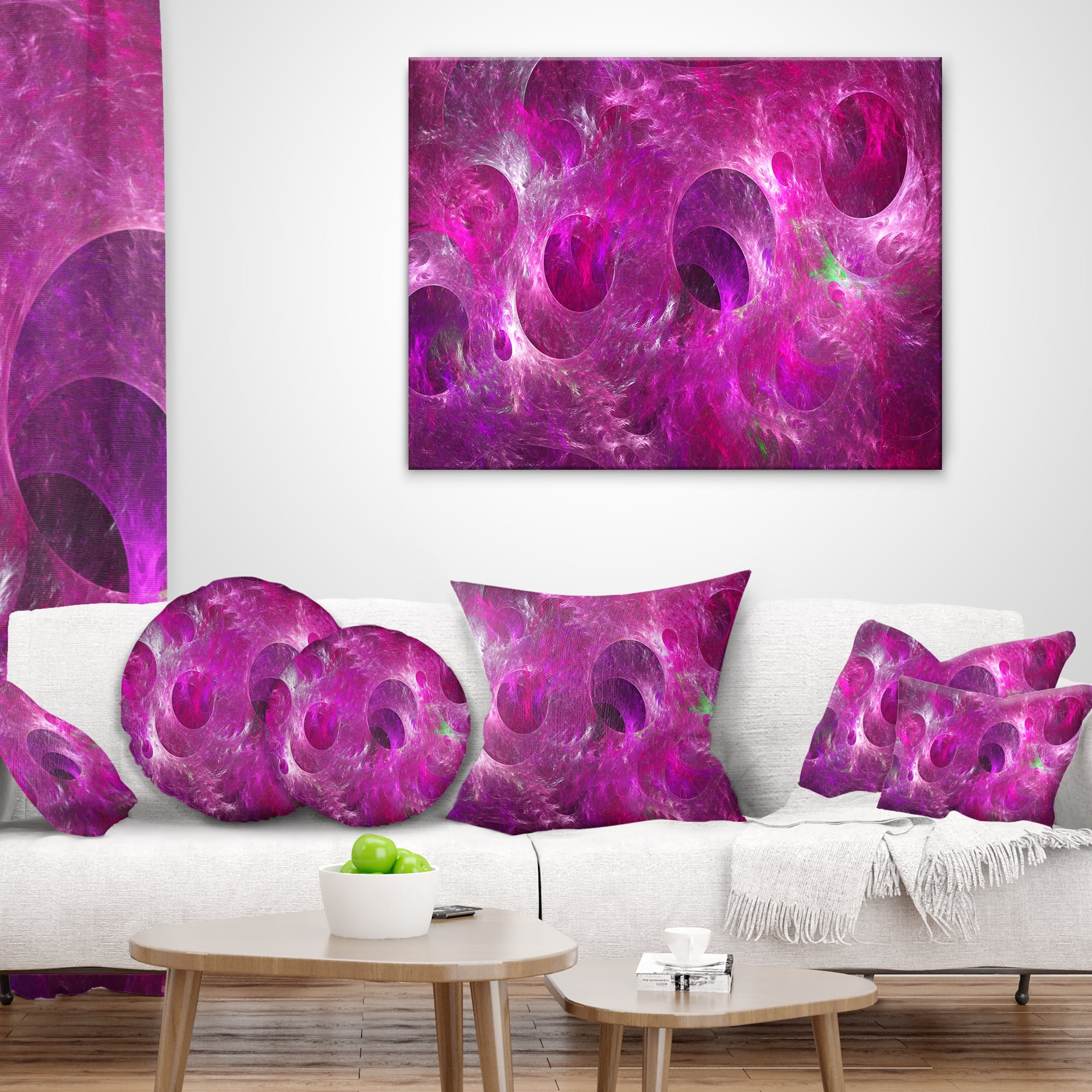 Designart Dark Pink Fractal Glass Texture - Abstract Throw Pillow - 18x18