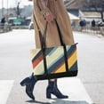 thumbnail image 4 of FORMRS Canvas Laptop Tote Bag for Women with 15.6" Computer Compartments Shoulder Handbag, Retro Colorful Stripes, 4 of 7