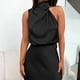 thumbnail image 1 of Elegante vestido de satén con cuello halter vestido de noche largo para fiesta club (negro XXL) FLhrweasw Para estrenar, 1 of 8